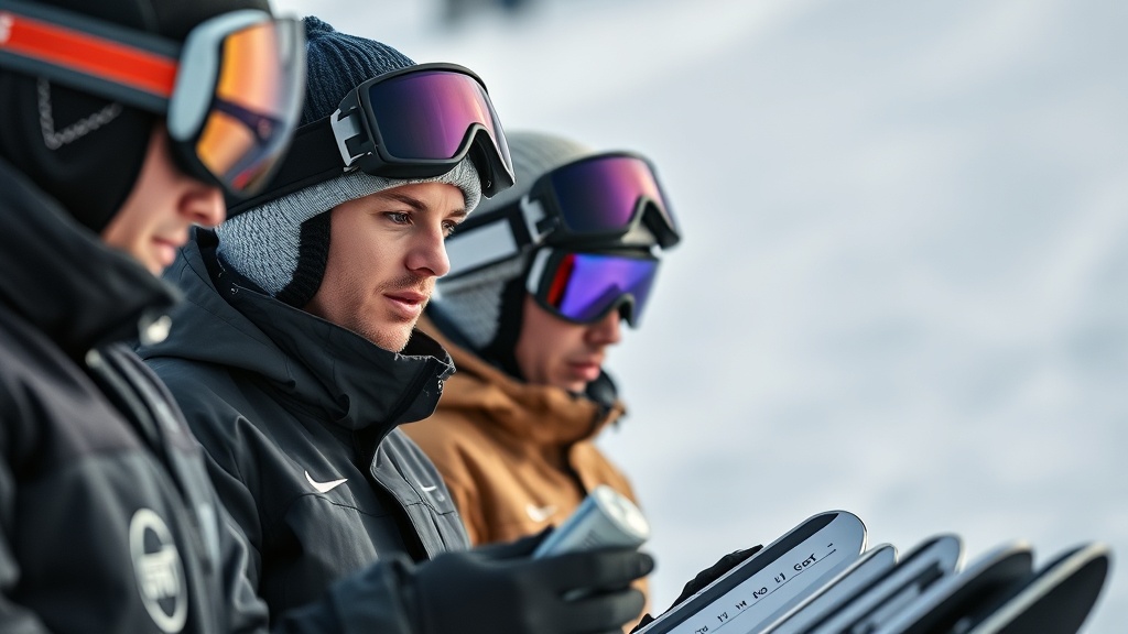 스노보드 경기 채점 시스템과 심판진이 평가하는 모습